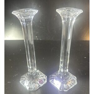Gusev Crystal Factory  Russian Candlestick Holders Hand Cut 24% Lead  8.5"